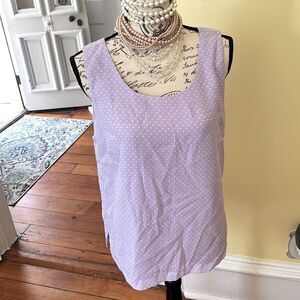 Draper & Damon Sz L Lavender *Classic* French Style Polka Dot Lined Tank Blouse
